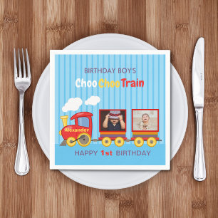 Servilleta De Papel Toy Train Toddler Boy Birthday Blue