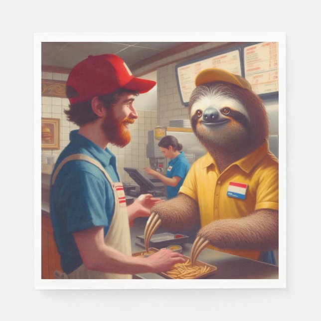 Servilleta De Papel Trabajador de Sloth Fast Food (Anverso)