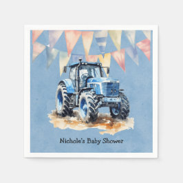 Servilleta De Papel Tractor de agua azul Baby Shower