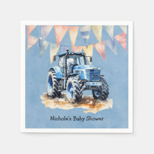 Servilleta De Papel Tractor de agua azul Baby Shower