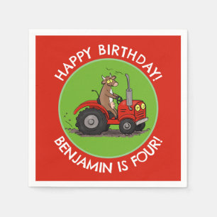 Servilleta De Papel Tractor de cabalgatas vacas lindo, cumpleaños pers