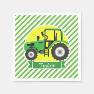 Servilleta De Papel Tractor de granja verde con amarillo;  Verde y