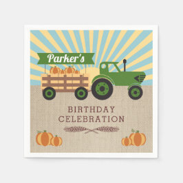Servilleta De Papel Tractor Hayride Pumpkin Napkins Cumpleaños