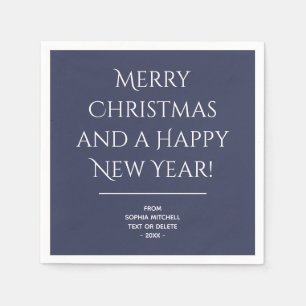 Servilleta De Papel Tradicional - Clásico Blue Merry Christmas Napkins
