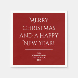 Servilleta De Papel Tradicional - Rojo oscuro - Cuadros navideños feli
