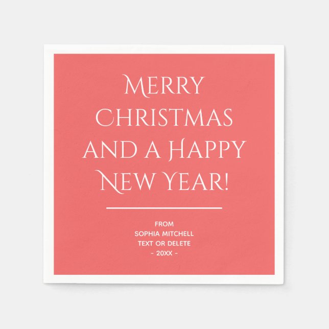 Servilleta De Papel Tradicional - Rojo suave - Cuadros navideños Feliz (Anverso)