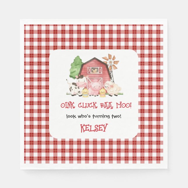 Servilleta De Papel Traditional Farm Theme Birthday Paper Plates (Anverso)