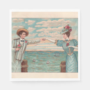 Servilleta De Papel Traje de amor de playa victoriana para boda en el