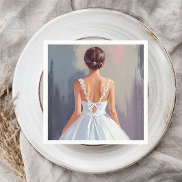 Servilleta De Papel Traje de Novia | Vestido de Encaje Blanco Acuarela