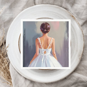 Servilleta De Papel Traje de Novia Vestido de Encaje Blanco Acuarela