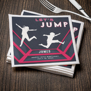 Servilleta De Papel Trampoline Park Let's Jump Red Birthday Party