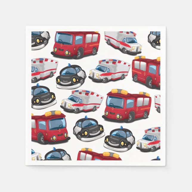 Servilleta De Papel Transporte policial, de ambulancias y de bomberos. (Anverso)