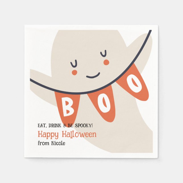SERVILLETA DE PAPEL TRATAMIENTO DE NIÑOS CUTE GHOST BOO HALLOWEEN (Anverso)