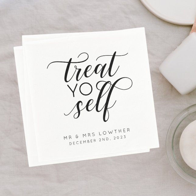 Servilleta De Papel Tratar a un Boda de estilo de autocaligrafía (Treat yo self napkins)