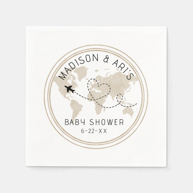 Servilleta De Papel Travel Adventure Baby Shower Napkins (Anverso)