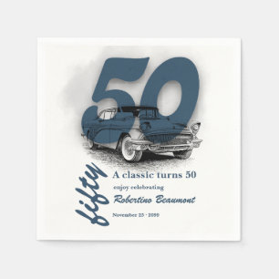 Servilleta De Papel Travel Blue Classic Car cumple 50 años