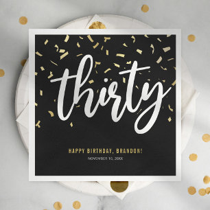 Servilleta De Papel Treinta Fiesta del Oro Negro 30 cumpleaños