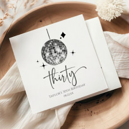 Servilleta De Papel Treinta Silver Disco Ball 30 cumpleaños Fiesta