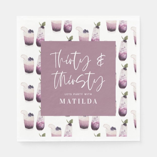 Servilleta De Papel Treinta y sedienta fiesta de 30 años (Anverso)