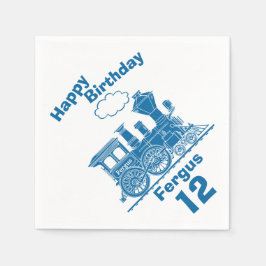 Servilleta De Papel Tren azul con nombre de los chicos 12 servilletas 