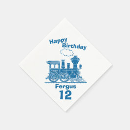 Servilleta De Papel Tren azul con nombre de los chicos 12 servilletas 