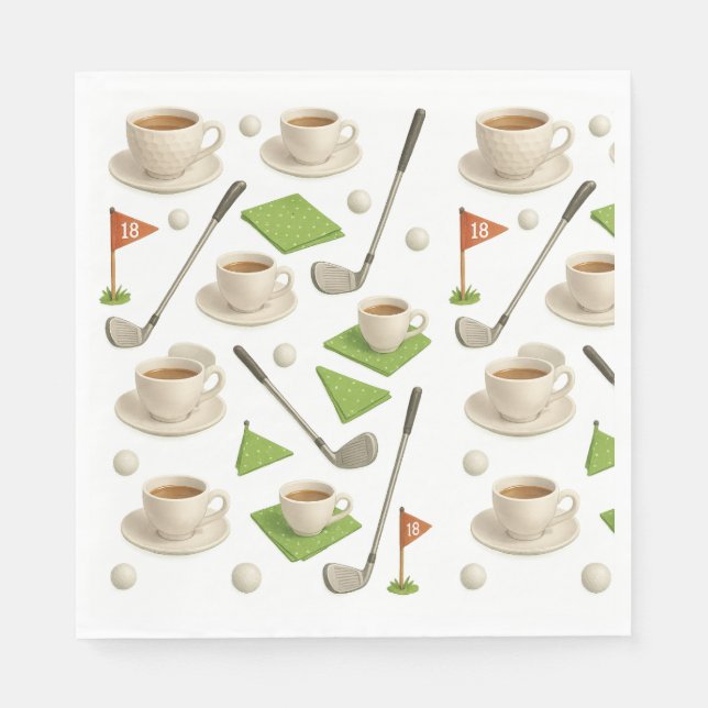 Servilleta De Papel Tren de golf y café con bandera (Anverso)