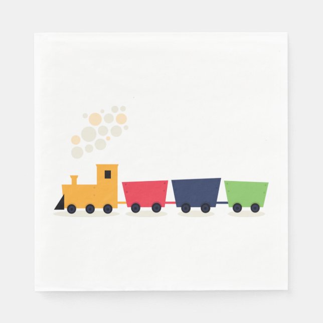 Servilleta De Papel Tren de juguete de dibujos animados con motor de v (Anverso)