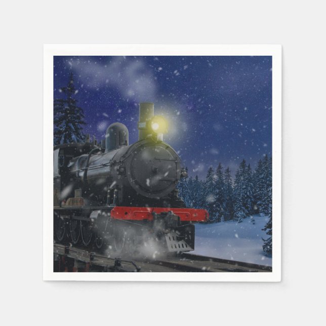 Servilleta De Papel Tren de Navidad en la nieve (Anverso)