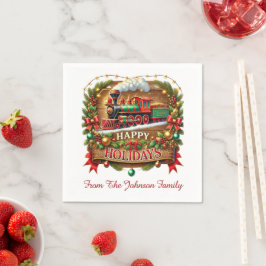 Servilleta De Papel Tren de Navidad Felices Fiestas