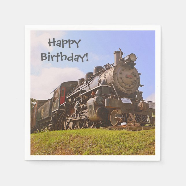 Servilleta De Papel Tren de vapor de cumpleaños feliz (Anverso)