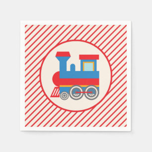 Servilleta De Papel Tren rojo y azul retro