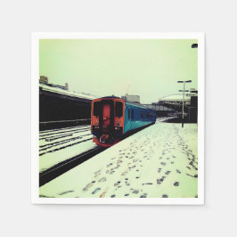 Servilleta De Papel Tren turquesa y amarillo