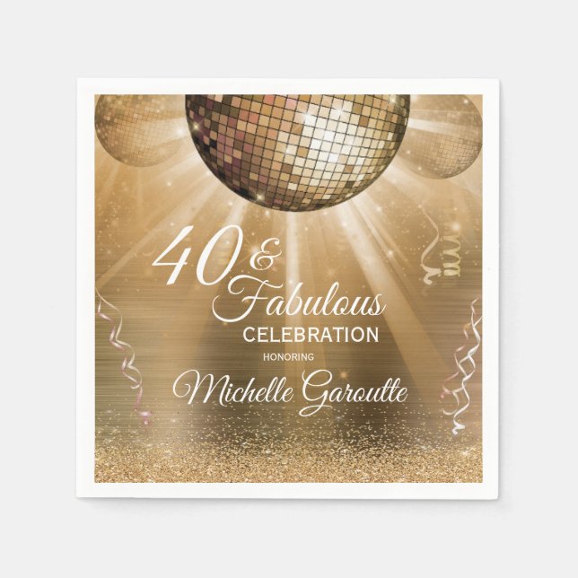 Servilleta De Papel Trendy 40 y fabuloso oro (Anverso)