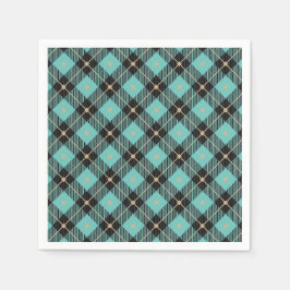 Servilleta De Papel Trendy Black Aqua Plaid