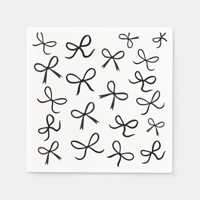 Servilleta De Papel Trendy Cute Little Black Bows White (Anverso)