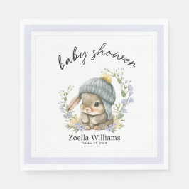 Servilleta De Papel Trendy Spring Baby Bunny Floral Baby Shower Napkin
