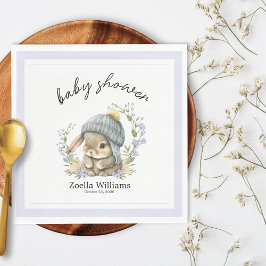 Servilleta De Papel Trendy Spring Baby Bunny Floral Baby Shower Napkin