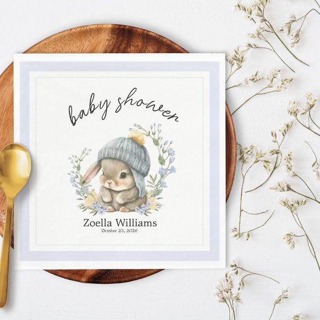 Servilleta De Papel Trendy Spring Baby Bunny Floral Baby Shower Napkin (Trendy Spring Baby Bunny Floral Baby Shower Napkin 2)