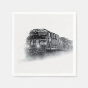 Servilleta De Papel Trenes en blanco y negro