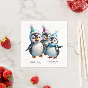 Servilleta De Papel Tres adorables pingüinos