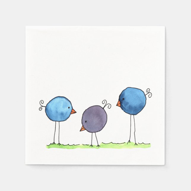 Servilleta De Papel Tres Aves acuarelas singulares (Anverso)