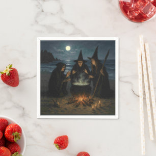 Servilleta De Papel Tres brujas producen Cauldron Full Moon Beach