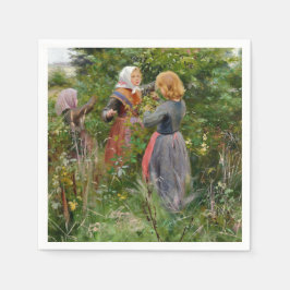 Servilleta De Papel Tres Chicas recogiendo Blackberries (de Brendekild