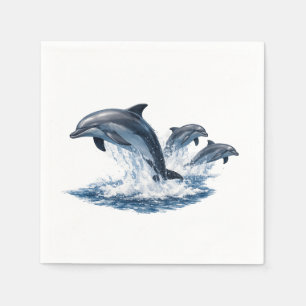 Servilleta De Papel Tres delfines saltando, diseño de sombrero de vida