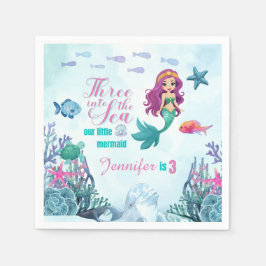 Servilleta De Papel Tres en el tema de la sirena marina, tercera parte