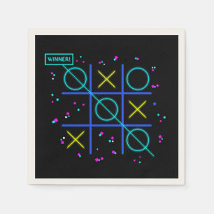 Servilleta De Papel Tres en raya Neon Retro Ganador Glow Jugador Arcad