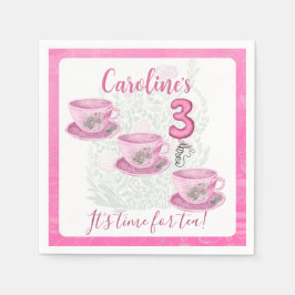 Servilleta De Papel Tres Es hora de tomar té Invitación de cumpleaños