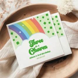 Servilleta De Papel Tres es un arcoiris encantador tercer Fiesta de cu