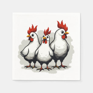 Servilleta De Papel Tres gallinas francesas retro de corte de mediados