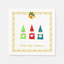 Servilleta De Papel Tres gnomos de Navidad en blanco